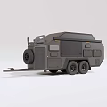 Grey Functional Trailer Vehicle Featuring Towing Hitch And Storage Compartments 3d model