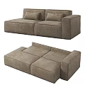 Light Brown Modular Double Sofa With Comfortable Fabric Material And Sectional Design 3d model