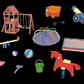Outdoor Kids Playground Equipment with Swings Slide Seesaw Sandbox Rocking Horse Balls