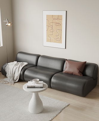 Leather Three-Seat Sofa Leather Three-Seat Sofa 3d model