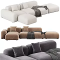 Cozy Modern Sectional Sofa With Soft Pillows And Throw Blanket In Neutral Tones
