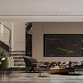 Modern Living Dining Room Interior With Sofa Coffee Table Dining Chairs And Marble Wall