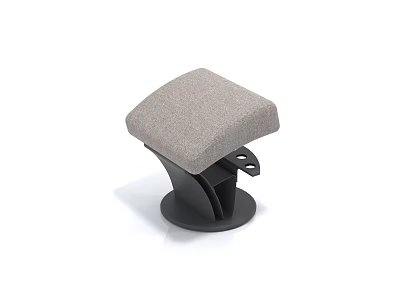 Modern Gray Fabric Padded Seat Stool With Sturdy Black Metal Base 3d model