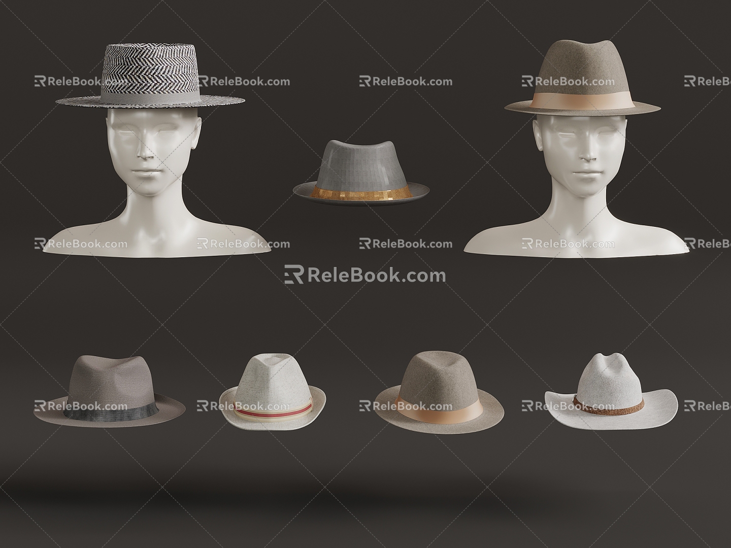 Modern Hat Sun Hat Leather Hat 3d model