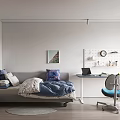 Modern Minimalist Kids Room With Sleeper Sofa Desk And Pegboard