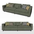 Modern Green Double Sofa With Mixed Colored Cushions And Black Legs