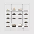 Stylish Modern Multi Tiered Shoe Rack Display With Various Shoes And Handbags