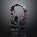 Black And Red Gaming Headset With Ergonomic Design And Built In Microphone For Audio Experience