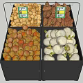 Supermarket Grocery Assorted Fresh Fruits Vegetables On Black Display Shelf With Price Tags
