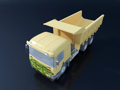 Yellow Heavy Duty Construction Dump Truck With Open Bed Design 3d model