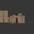 Modern Workshop Scene With Wooden Crates Drawers And Workbench On Gray Mat