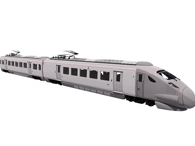 Modern High Speed Silver Train With Streamlined Design And Electric Multiple Carriages 3d model