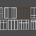 Various Window Designs Featuring Different Frame Styles And Glass Patterns 3d model