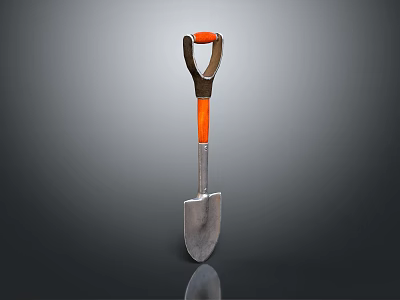 High Quality Hardware Tool Shovel Featuring Orange Handle And Metal Blade 3d model