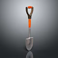 High Quality Hardware Tool Shovel Featuring Orange Handle And Metal Blade 3d model