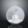 Transparent Spherical Decorative Pendant Light Featuring Snowman Design On Black Surface