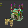 Architectural Model With Ornate Cornice Decorations 3d model