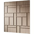 Light Wood Panel Wall With Geometric Pattern And Layered Design Texture 3d model
