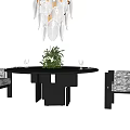 Modern Middle Ancient Log Round Dining Table and Chair Combination 3d model