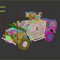 Armored Khaki Military Vehicle With Mounted Weapon System And Communication Antennas