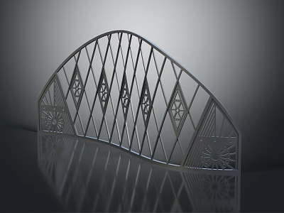 Arched Metal Decorative Structure With Geometric Diamond Patterns And Intricate Cutouts 3d model