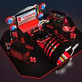 Coca Cola Zero Exhibition Hall With Large Screen Neon Lights And Colorful Elements 3d model