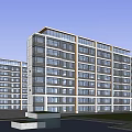 Modern Mid Rise Residential Building With Glass Curtain Walls Greenery Water Pond And Sculptures