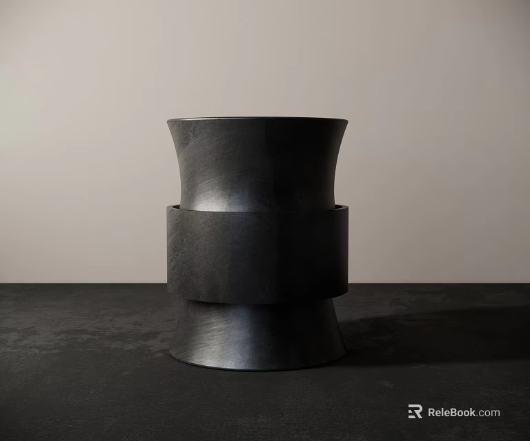 Black Ceramic Side Table With Minimalist Modern Design And Layered Structure 3d model