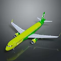 Green and Yellow Airplane Model Featuring Detailed Exterior and Smooth Shiny Finish