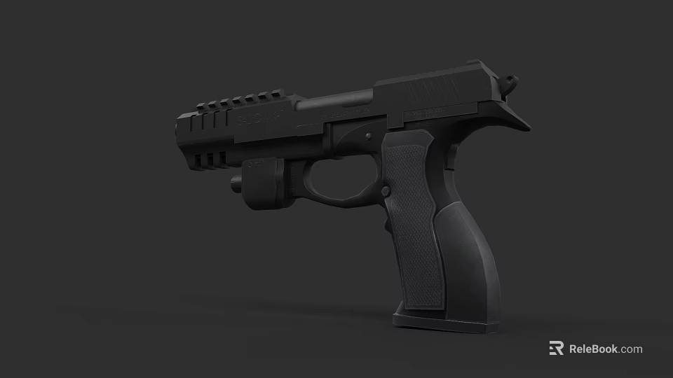 Black Tactical Pistol 3D Rendering With Modern Design And Ergonomic Grip 3d model