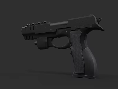 Black Tactical Pistol 3D Rendering With Modern Design And Ergonomic Grip 3d model