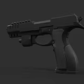 Black Tactical Pistol 3D Rendering With Modern Design And Ergonomic Grip 3d model