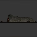 3D Cave Entrance Model With Railway Tracks And Rocks On Base Platform