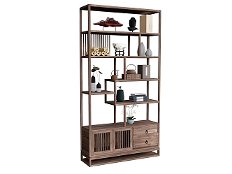 Storage Rack Antique Rack Hollow Rack Decorative Rack Ornaments Books 3d model