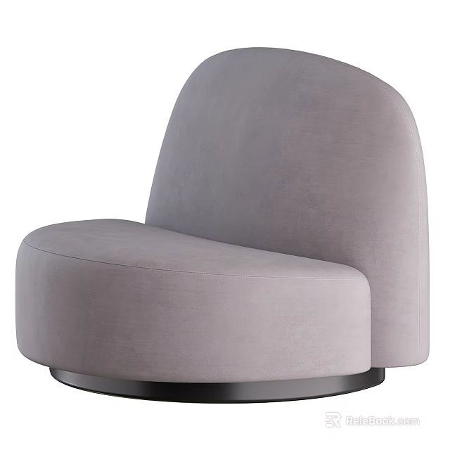 Modern Light Gray Upholstered Leisure Chair With Rounded Design And Round Base 3d model