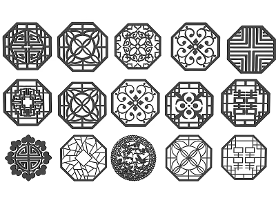 Traditional Chinese Lattice Windows With Various Intricate Patterns And Classic Designs 3d model