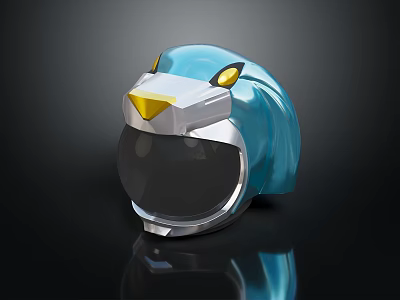 Weapon Helmet Featuring Blue Metallic Body Yellow Accent And Transparent Visor Design 3d model