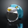 Weapon Helmet Featuring Blue Metallic Body Yellow Accent And Transparent Visor Design