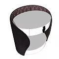 Modern Round Bedside Table With White Drawer And Patterned Cover Design 3d model