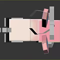 Pixelated Pink And White Rabbit Toy With Long Ears And Blue Eyes