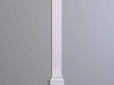White Decorative Architectural Component With Vertical Lines On Gray Wall Surface 3d model