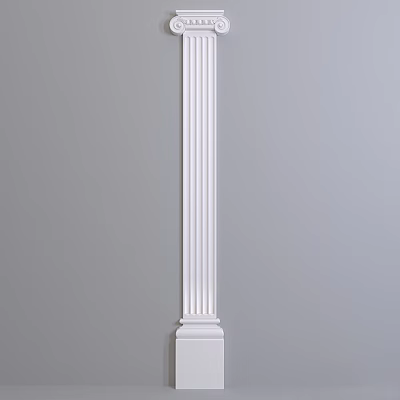 White Decorative Architectural Component With Vertical Lines On Gray Wall Surface 3d model