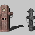 Firefighting Access Area With Brown Textured And Silver Metallic Fire Hydrants 3d model