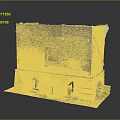 Stone Building Model With Arched Openings Wooden Door And Stone Walls