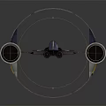 Cosmic Aerospace Spacecraft With Circular Structure Dual Thrusters And Blue White Yellow Stripes
