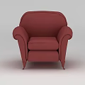 Tech Exhibition Hall Showcasing Red Armchair With Modern Comfortable Design Features 3d model