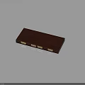 Mahogany Rectangular Wooden Box With Wood Grain Surface And Gold Metal Clasps