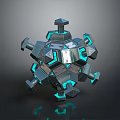Futuristic Mechanical Weapon With Metallic Components And Blue Glowing Spherical Structure 3d model