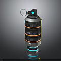 Tech Inspired Metallic Device With Ring Hook Layered Stripes And Blue Base