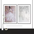 Ballet Dancer And Feather Art Paintings For Modern Interior Wall Decor